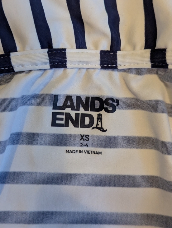 Lands' End Striped Quarter-Zip Long Sleeve Top - White & Navy - Picture 5 of 7